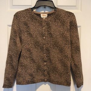 Talbots Leopard Buttoned Top, Size S, Made in Italy